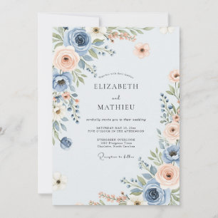 Dusty Blue Picturesque Spring Wedding Invitation