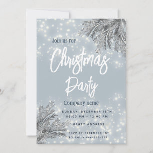 Dusty blue pine branch corporate Christmas Invitation