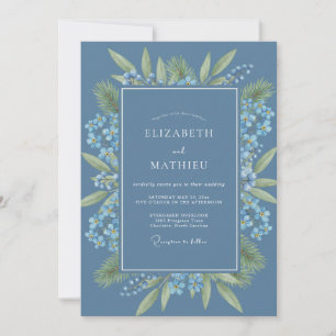 Dusty Blue Pine Woodland Wedding Invitation