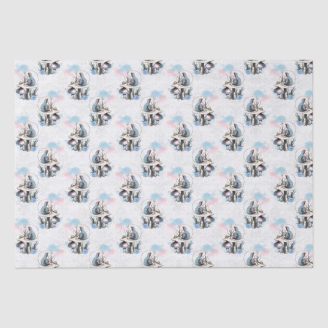 Dusty Blue & Pink Alice In Wonderland Baby Shower Tissue Paper (Front)