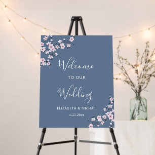 Dusty Blue Pink Cherry Blossom   Chinese Wedding Foam Board