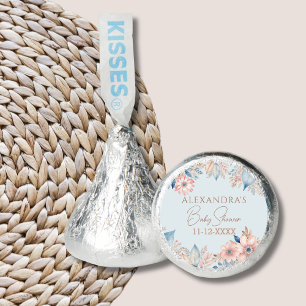 Dusty Blue Pink Floral Boho Chic Baby Shower Favor