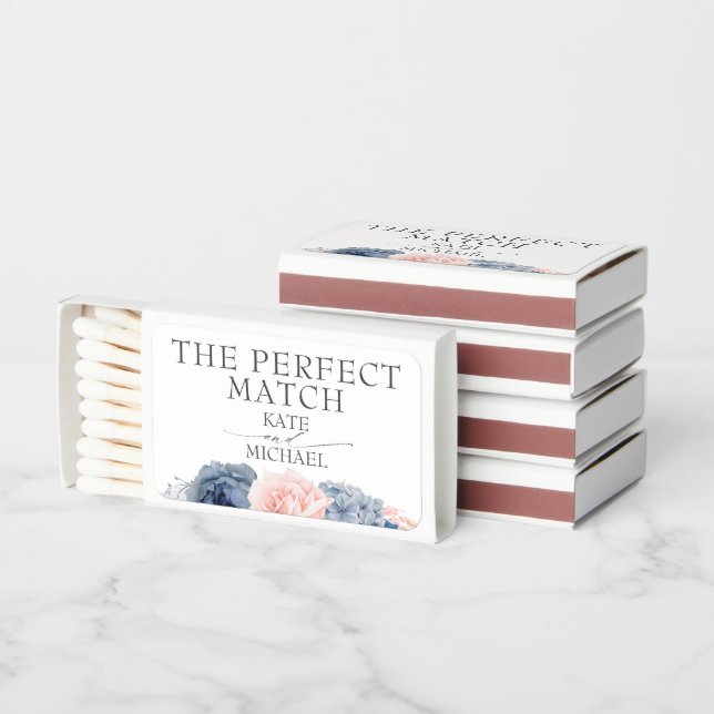 Dusty Blue Pink Floral Elegant The Perfect Match (Stacked)