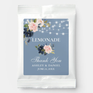 Dusty Blue Pink Floral String Lights Wedding Lemonade Drink Mix