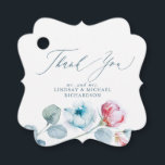Dusty Blue Pink Flowers Elegant Wedding Thank You Favor Tags<br><div class="desc">Dusty blue and pink floral wedding favor tags</div>