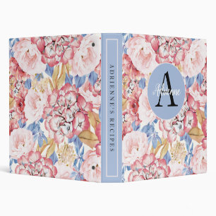 Dusty Blue Pink Hydrangea 3 Ring Binder