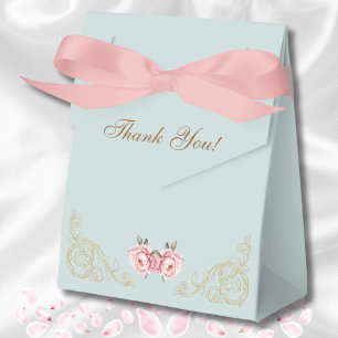 Dusty Blue Pink Peony Vintage Floral Bridal Shower Favor Boxes