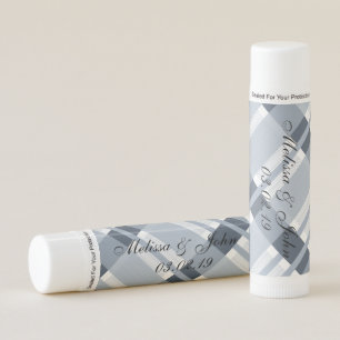Dusty Blue Plaid Farmhouse Rustic Bridal Wedding Lip Balm