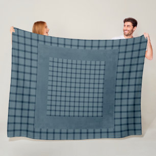 DUSTY BLUE PLAID PATTERN FLEECE BLANKET