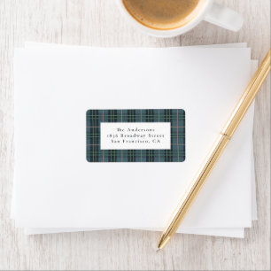 Dusty Blue Plaid Pre-Addressed Return Label