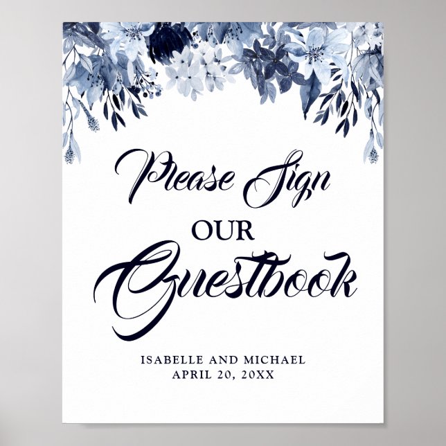 Dusty Blue Please Sign Our Wedding Guestbook (Front)