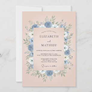 Dusty Blue Polished Spring Wedding Invitation