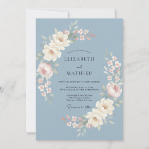 Dusty Blue Polished Watercolor Wedding Invitation