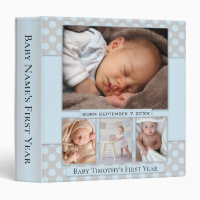 Dusty Blue Polka Dots Dream Baby Photo Binder