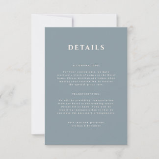 Dusty Blue Portrait Wedding Details Card