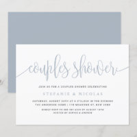Dusty Blue Pretty Calligraphy Couples Shower