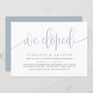 Dusty Blue Pretty Calligraphy Wedding Elopement Invitation
