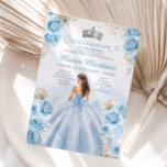 Dusty Blue Princess Floral Silver Quinceañera Invitation<br><div class="desc">EDITABLE Dusty Blue Princess Floral Silver Quinceañera Invitation
Elegant Baby Blue Flowers Wedding Dress Silver Crown Mis Quince Invitation
Quinceañera,  Mis Quince 15 Anos,  16th Birthday</div>