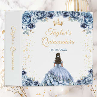 Dusty Blue Princess Quinceañera 3 Ring Binder
