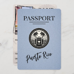 Dusty Blue Puerto Rico Passport Save The Date