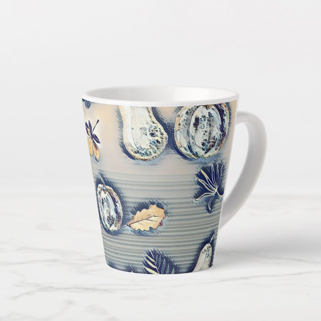 dusty blue pumpkin autumn latte mug (Right Angle)