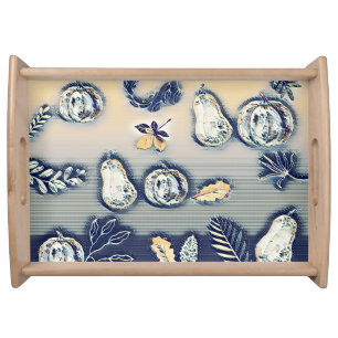 dusty blue pumpkin autumn serving tray