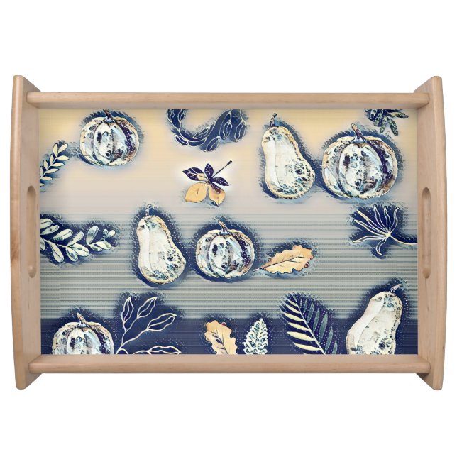 dusty blue pumpkin autumn serving tray (Front)