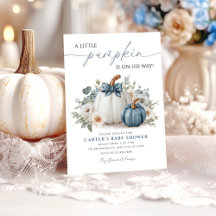 Dusty Blue Pumpkin Greenery Boy Baby Shower