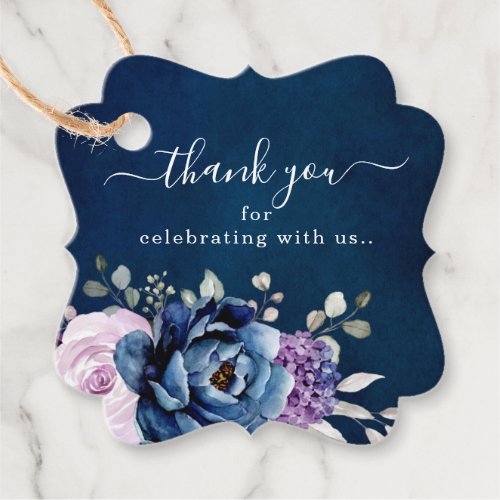 Dusty Blue Purple Blooms Wedding Thank You Favor T Favor Tags