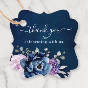 Dusty Blue Purple Blooms Wedding Thank You Favor T Tags