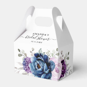 Dusty Blue Purple Lilac Blooms Bridal Shower Favor Boxes