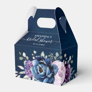 Dusty Blue Purple Lilac Blooms Bridal Shower Favor Boxes