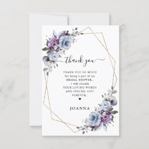 Dusty Blue Purple Lilac Blooms Bridal Shower Thank You Card