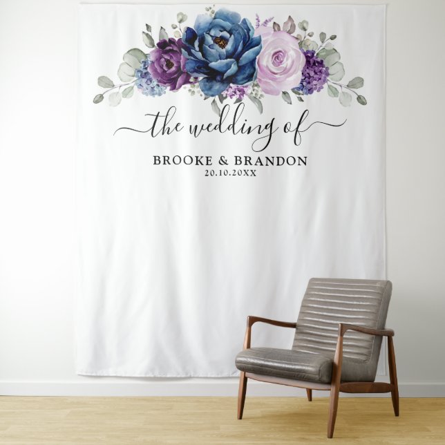 Dusty Blue Purple Lilac Blooms Wedding Backdrop   (In Situ)