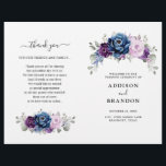 Dusty Blue Purple Lilac Blooms Wedding Program<br><div class="desc">Elegant dusty blue Purple lilac lavender floral theme wedding program featuring elegant bouquet of dusty blue,  Navy,  purple,  lilac color rose flowers buds and sage green eucalyptus leaves. Please contact me for any help in customization or if you need any other product with this design.</div>