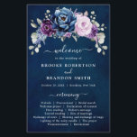 Dusty Blue Purple Lilac Blooms Wedding Program<br><div class="desc">Elegant dusty blue Purple lilac lavender floral theme wedding program card featuring elegant bouquet of dusty blue,  Navy,  purple,  lilac color rose flowers buds and sage green eucalyptus leaves. Please contact me for any help in customization or if you need any other product with this design.</div>