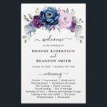 Dusty Blue Purple Lilac Blooms Wedding Program<br><div class="desc">Elegant dusty blue Purple lilac lavender floral theme wedding program card featuring elegant bouquet of dusty blue,  Navy,  purple,  lilac color rose flowers buds and sage green eucalyptus leaves. Please contact me for any help in customization or if you need any other product with this design.</div>