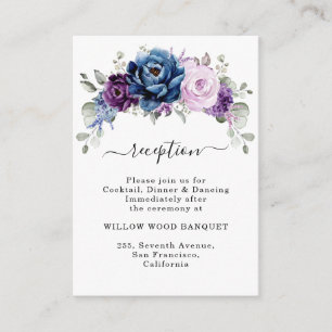 Dusty Blue Purple Lilac Blooms Wedding Reception Enclosure Card