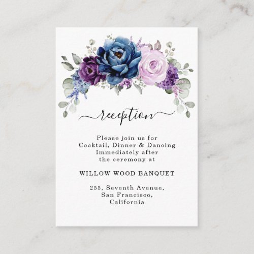 Dusty Blue Purple Lilac Blooms Wedding  Reception Enclosure Card
