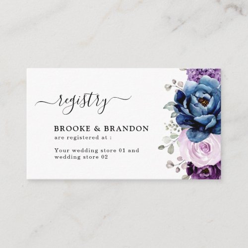Dusty Blue Purple Lilac Blooms Wedding Registry Enclosure Card