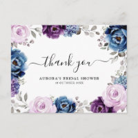 Dusty Blue Purple Lilac Bridal Shower Thank you