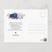 Dusty Blue Purple Lilac Bridal Shower Thank you Postcard (Back)