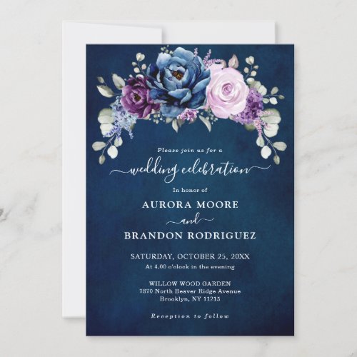Dusty Blue Purple Lilac Wedding Celebration Invita Invitation