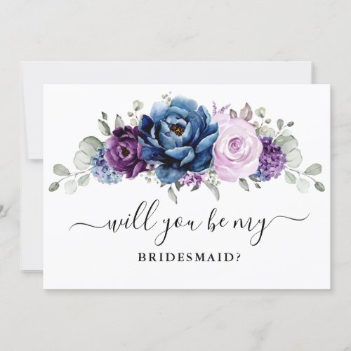 Dusty Blue Purple Lilac Will you be my Bridesmaid Invitation