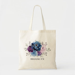Dusty Blue Purple Navy Lilac Bloom Bridesmaid gift Tote Bag