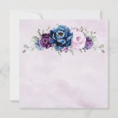 Dusty Blue Purple Navy Lilac Bloom Brunch & Bubbly Invitation (Back)