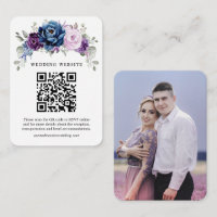 Dusty Blue Purple Navy Lilac Bloom Wedding QR Code