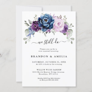 Dusty Blue Purple Navy Lilac Blooms We still do Invitation
