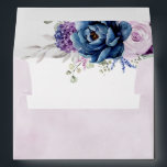 Dusty Blue Purple Navy Lilac Blooms Wedding Envelope<br><div class="desc">Elegant dusty blue Purple lilac lavender floral theme wedding Invitation envelope  featuring elegant bouquet of dusty blue,  Navy,  purple,  lilac color rose flowers buds and sage green eucalyptus leaves. Please contact me for any help in customization or if you need any other product with this design.</div>