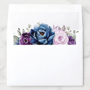 Dusty Blue Purple Navy Lilac Blooms Wedding Envelope Liner